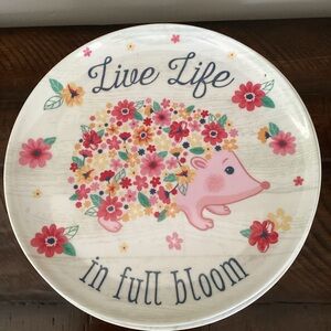 Springtime Live Life in Full Bloom Floral Hedge Melamine Dinner Plates Set of 6
